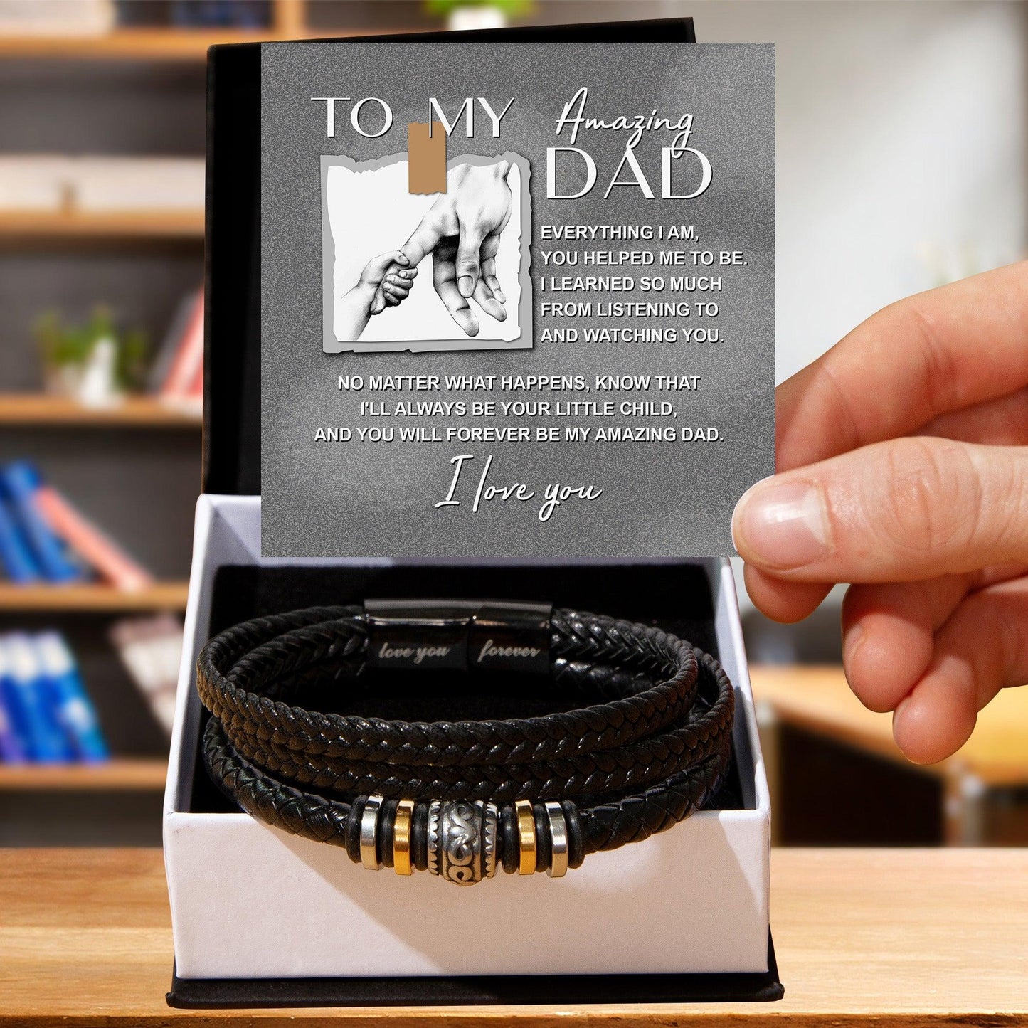 Dad Gift - I Will Always Be Your Little Child - Braided Leather Men's Bracelet