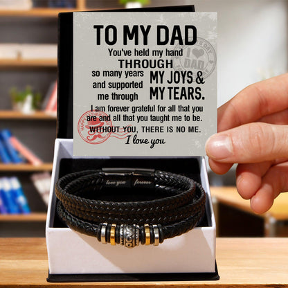 Dad Gift - You Held My Hand Through the Years - Braided Leather Men's Bracelet