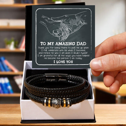 To My Amazing Dad You-Pick Me Up When I Fall Leather Bracelet Gift for Father