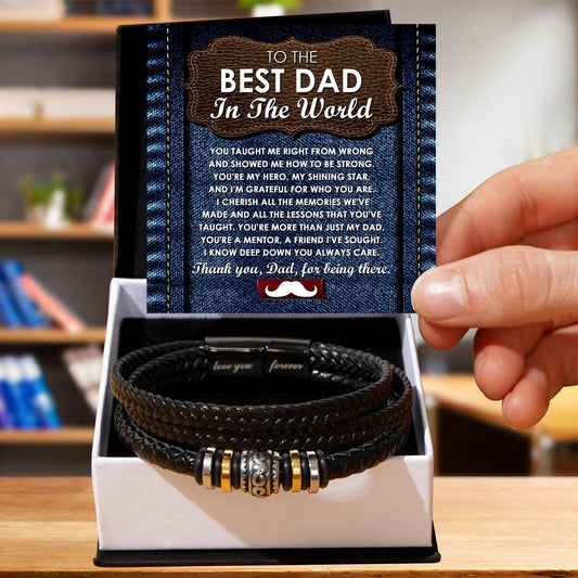 Dad Gift - You Taught Me Right from Wrong - Braided Leather Men's Bracelet