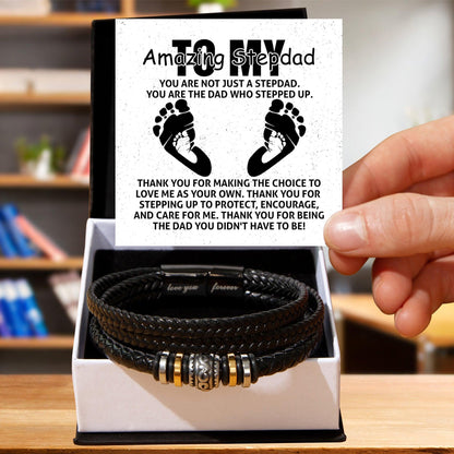 To My Amazing Stepdad You are Not Just a Stepdad, You are the Dad Who Stepped Up Men's Leather Bracelet