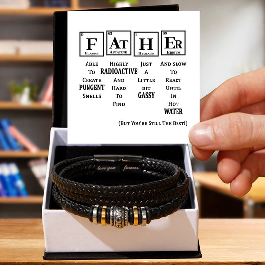 Gift for Father Element Chart You are Still The Best Braided Leather Men's Bracelet