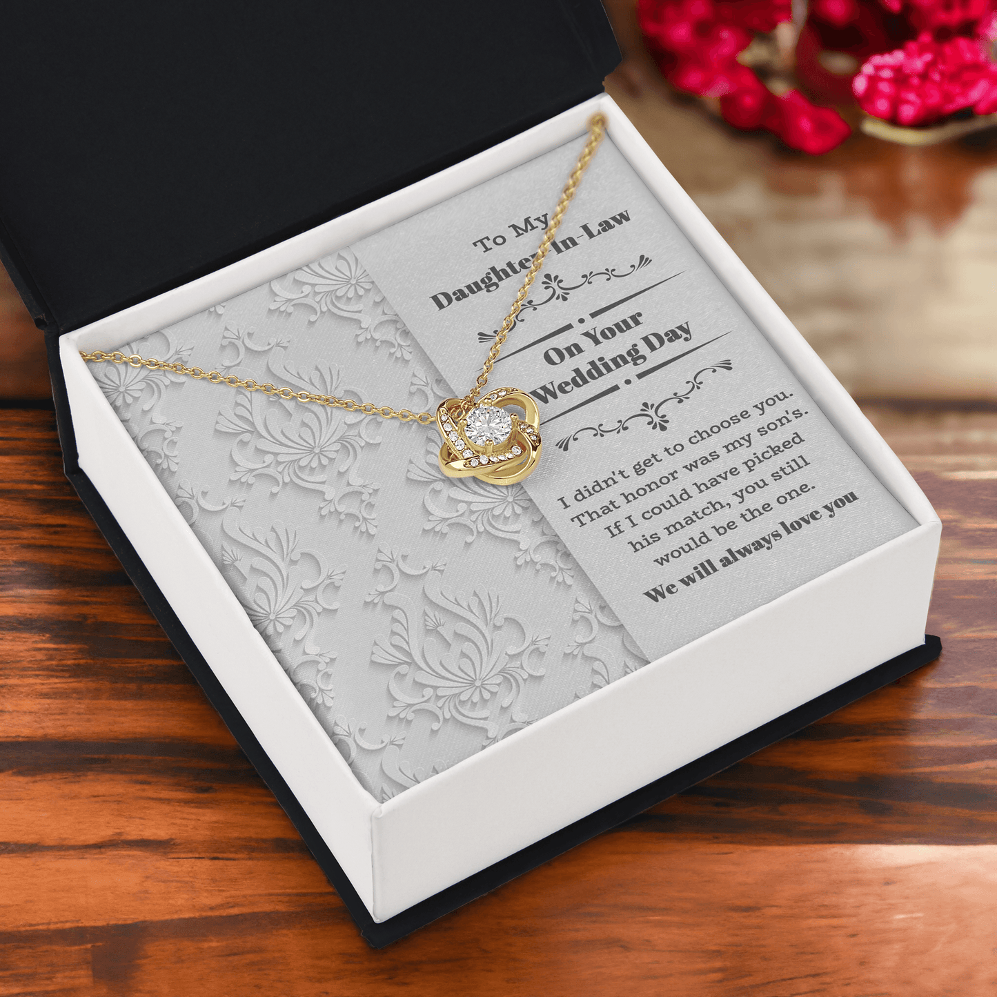 Daughter-In-Law Wedding Day Gift My Son Chose You Love Knot Pendant Necklace