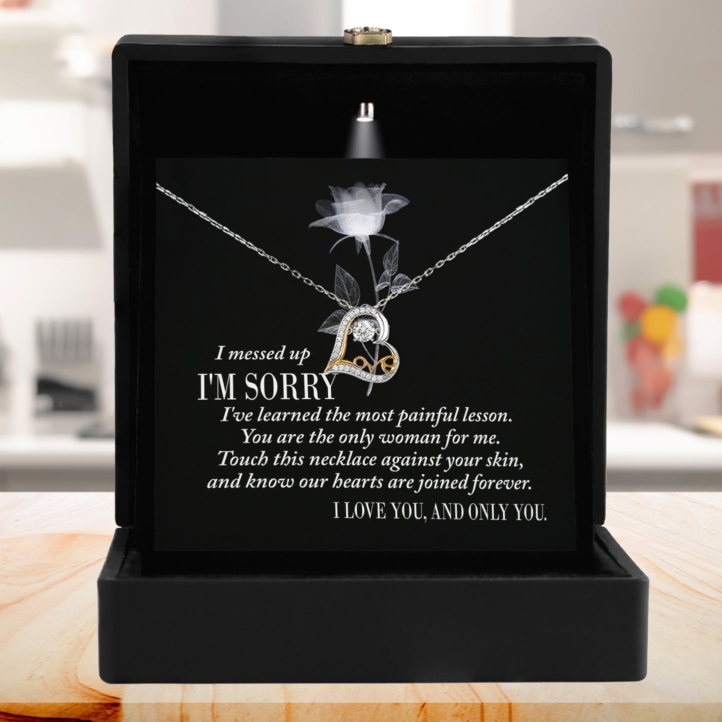 Apology Gift for Girlfriend, Wife, Soulmate - Sorry, Painful Lesson - Love Dancing Heart Pendant Necklace