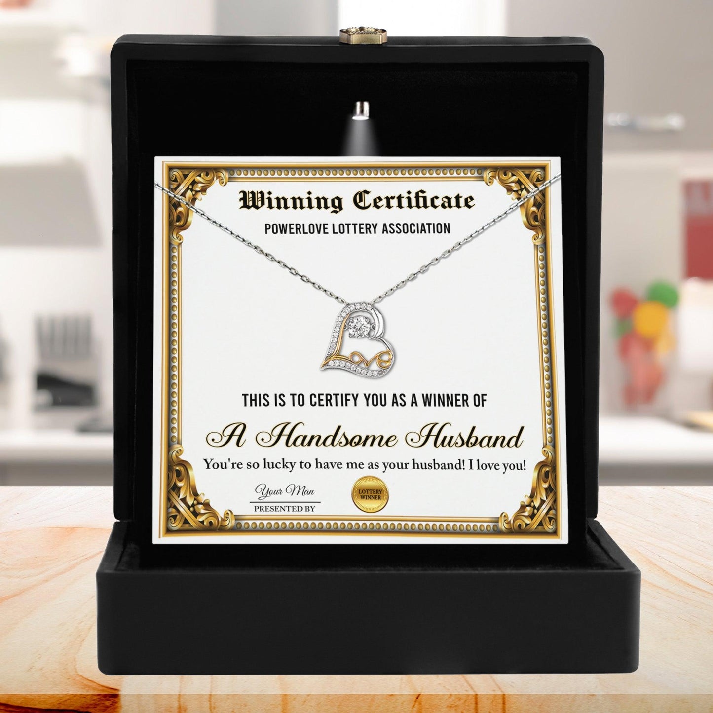 Wife Wedding Day, Anniversary, Birthday Gift - Winning Certificate - Love Dancing Heart Pendant Necklace