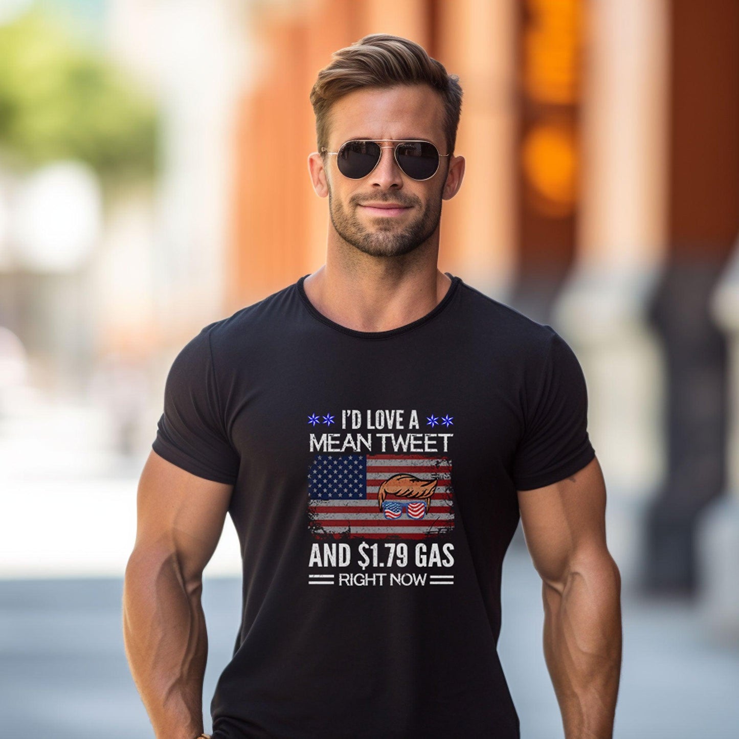 Trump I'd Love a Mean Tweet and $1.79 Gas Right Now Premium Short Sleeve T-Shirt