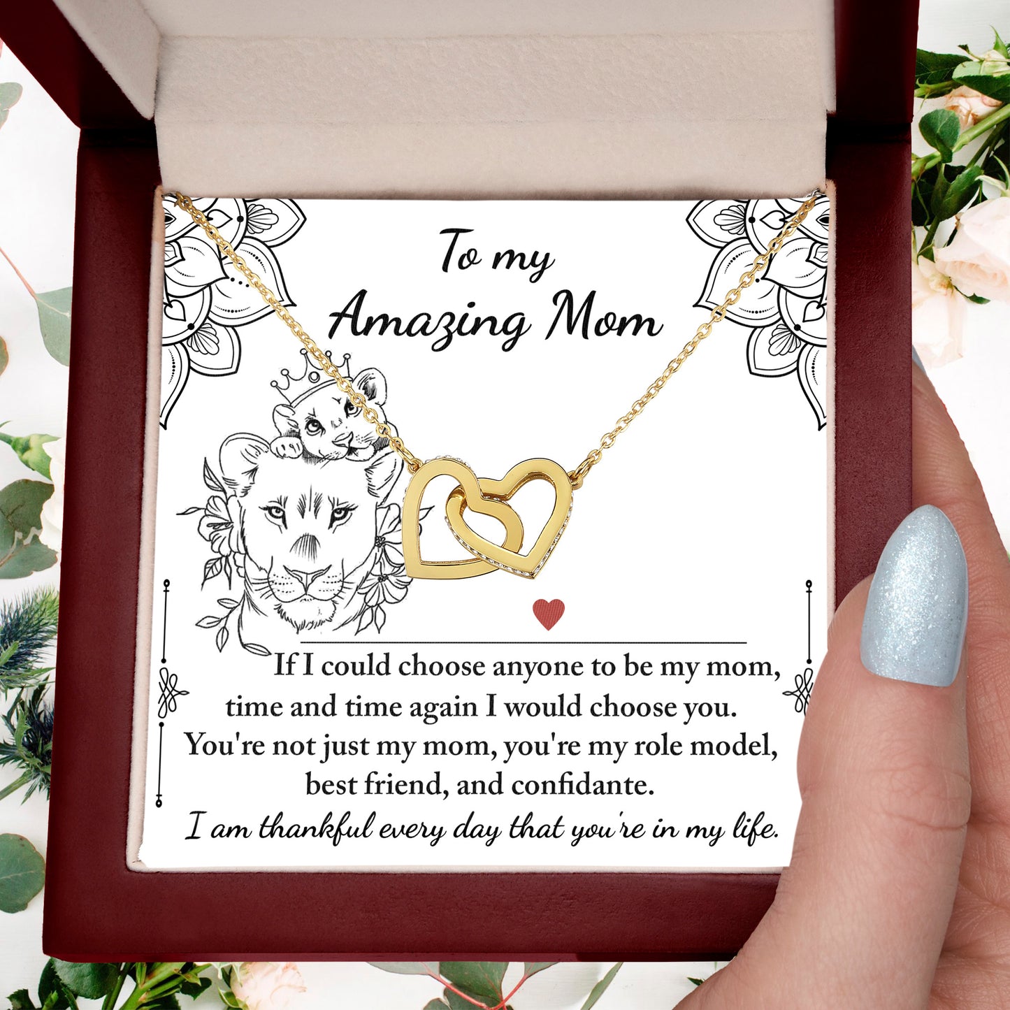 To My Amazing Mom You are my Best Friend, Role Model, and Confidante Interlocking Hearts Necklace