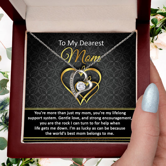 To My Dearest Mom You Are My Rock Forever Love Heart Pendant Necklace