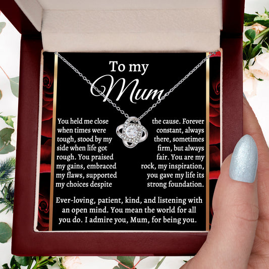To My Mum You Gave My Life its Strong Foundation Love Knot Pendant Necklace