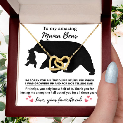 Dear Mom Thanks for Not Telling Dad Interlocking Hearts Necklace