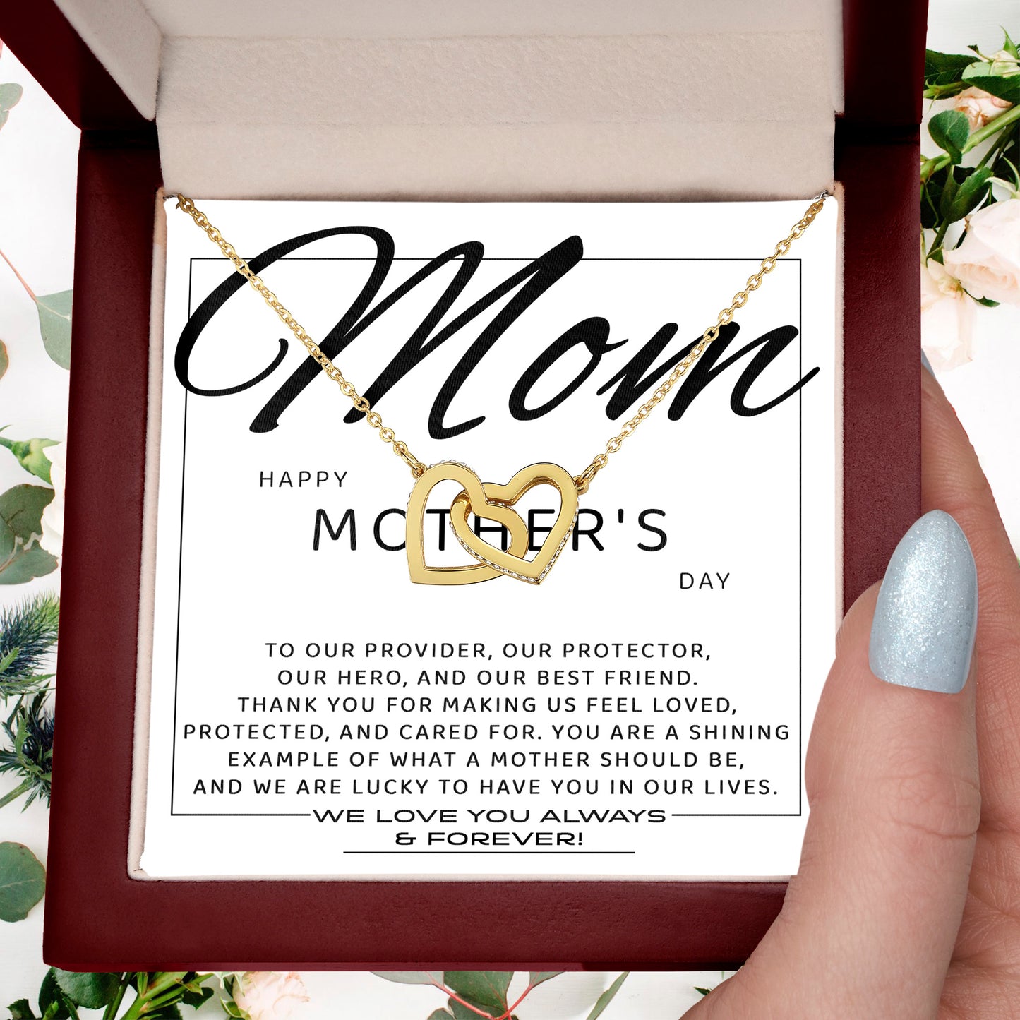 Happy Mother's Day Mom, You are Our Best Friend Interlocking Hearts Necklace