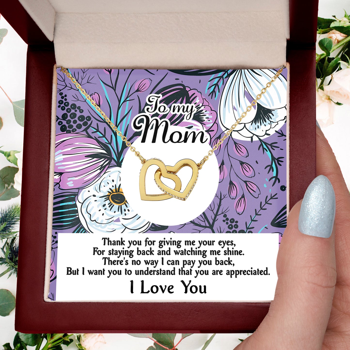 Gift for Mom-You Are Appreciated Interlocking Hearts Necklace