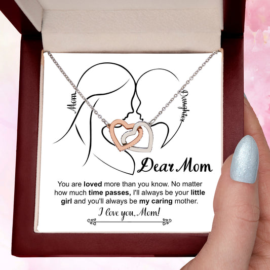 Gift for Mom I will always be your Little Girl Interlocking Hearts Necklace