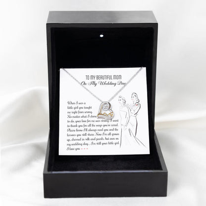 Gift for Mom Wedding Day - Always Your Little Girl Love Heart Pendant Necklace