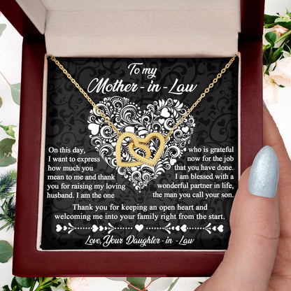 Gift for Mother-In-Law From Daughter-in-law Thank You for Keeping an Open Heart - Interlocking Hearts Necklace