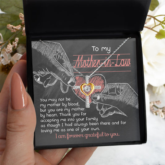 To My Mother-in-Law You are my Mother by Heart Cross Pendant Necklace