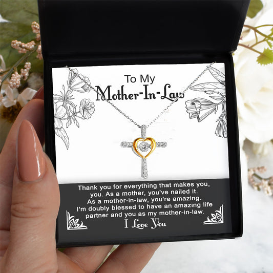 To My Mother-in-Law You Nailed It as a Mother Cross Pendant Necklace