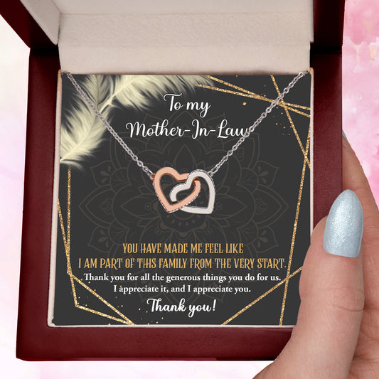 Gift for Mother-in-Law You are Appreciated Interlocking Hearts Necklace