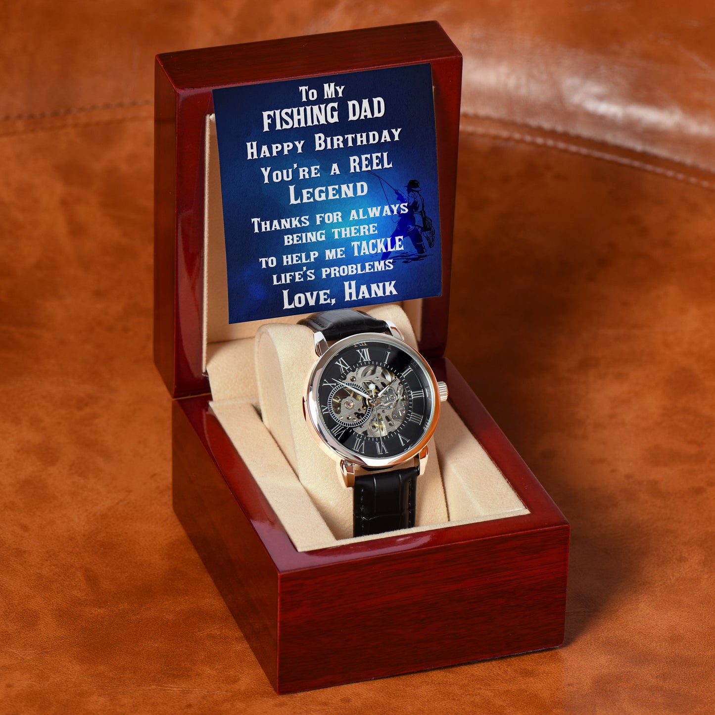 Fishing Dad Personalized Gift for a Fisherman Openwork Watch