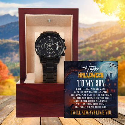 Son - Happy Halloween I Will Always Love You Black Chronograph Watch