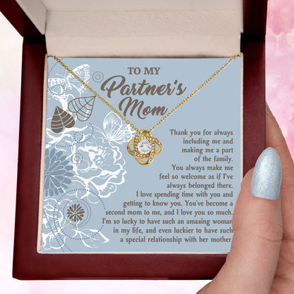 To My Partner's Mom You Make Me Feel Welcomed Love Knot Pendant Necklace