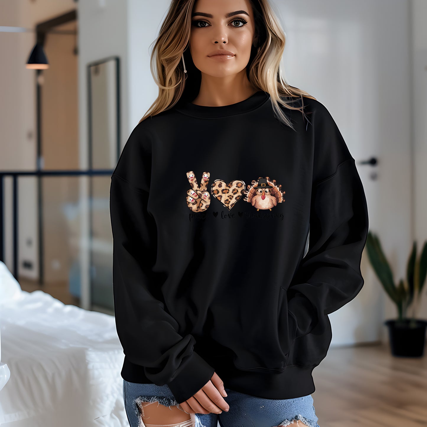 Peace Love Thanksgiving Holiday Sweatshirt