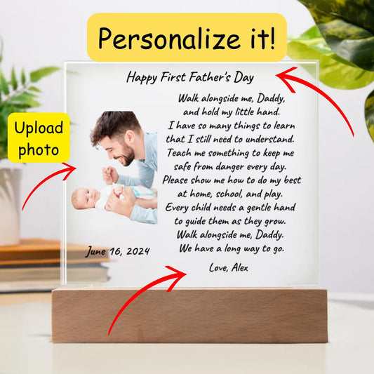 First Father's Day Custom Photo Upload Acrylic Plaque