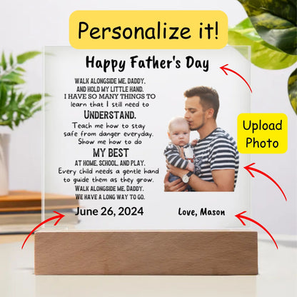 Gift for Dad Walk with Me Personalized Photo Upload Acrylic Plaque