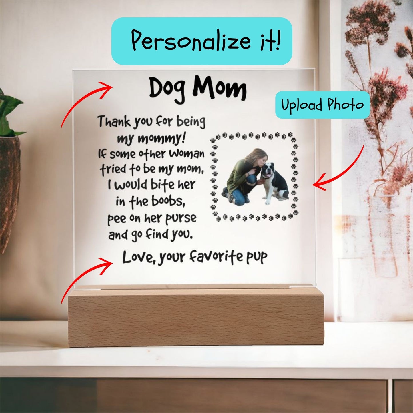 Gift for Dog Dad Custom Photo Upload Acrylic Plaque