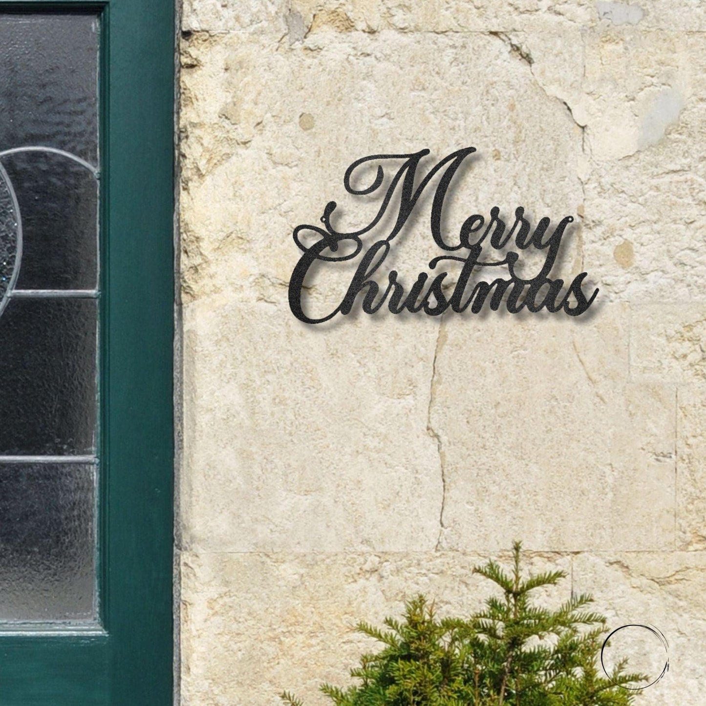 Merry Christmas Script Lettering Metal Wall Sign