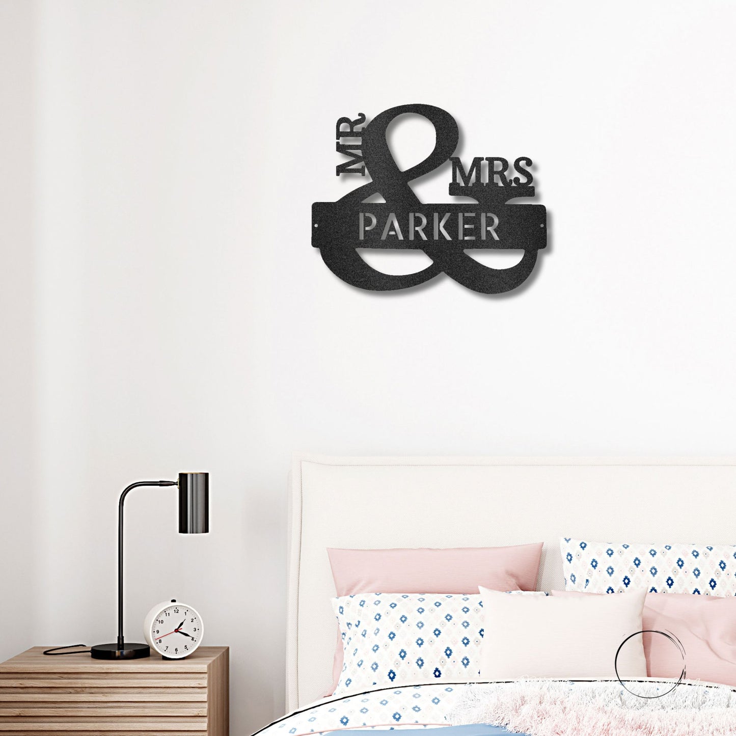 Couples Mr. and Mrs. Custom Name Monogram Indoor Outdoor Steel Wall Sign