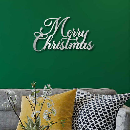 Merry Christmas Script Lettering Metal Wall Sign