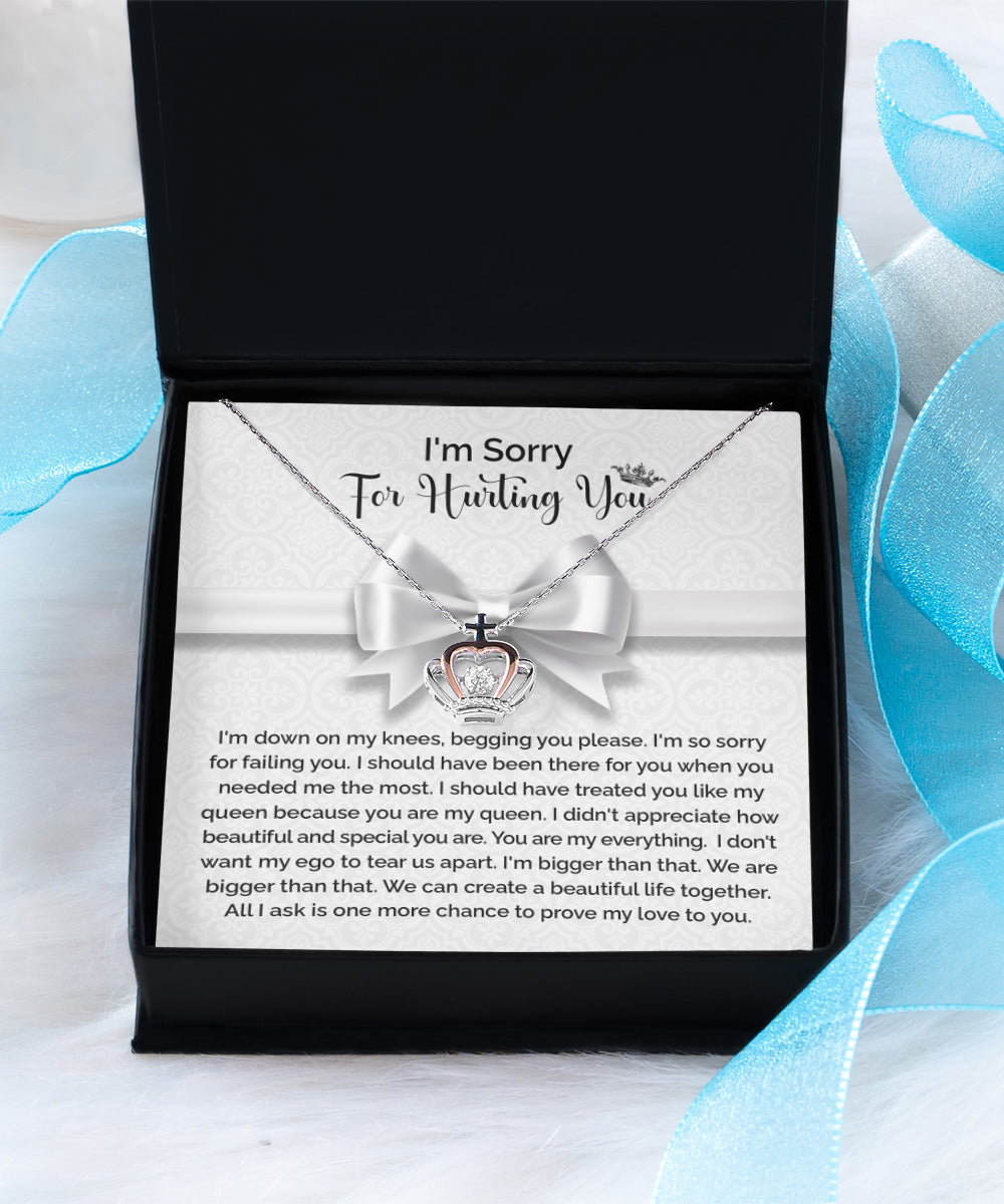 Apology Gift for Girlfriend, Wife, Soulmate - Sorry, My Queen - Crown Pendant Necklace