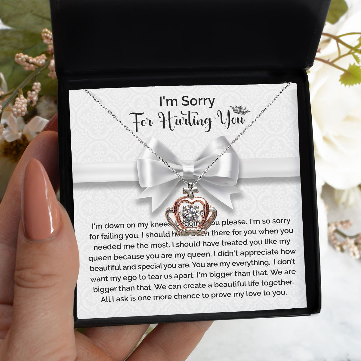 Apology Gift for Girlfriend, Wife, Soulmate - Sorry, My Queen - Crown Pendant Necklace