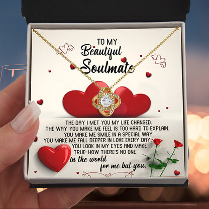 To My Beautiful Soulmate - Fall Deeper In Love - Love Knot Necklace