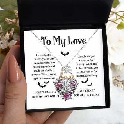 Soulmate, Wife, Girlfriend - Love of My Life Halloween Inspired Love Dancing Heart Necklace