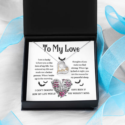 Soulmate, Wife, Girlfriend - Love of My Life Halloween Inspired Love Dancing Heart Necklace