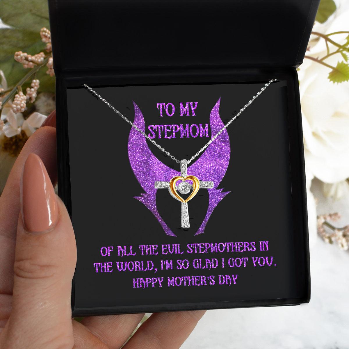 Stepmom Mother's Day Gift - To My Stepmom - Of All the Evil Stepmothers in the World, I'm Glad I Got You Cross Pendant Necklace