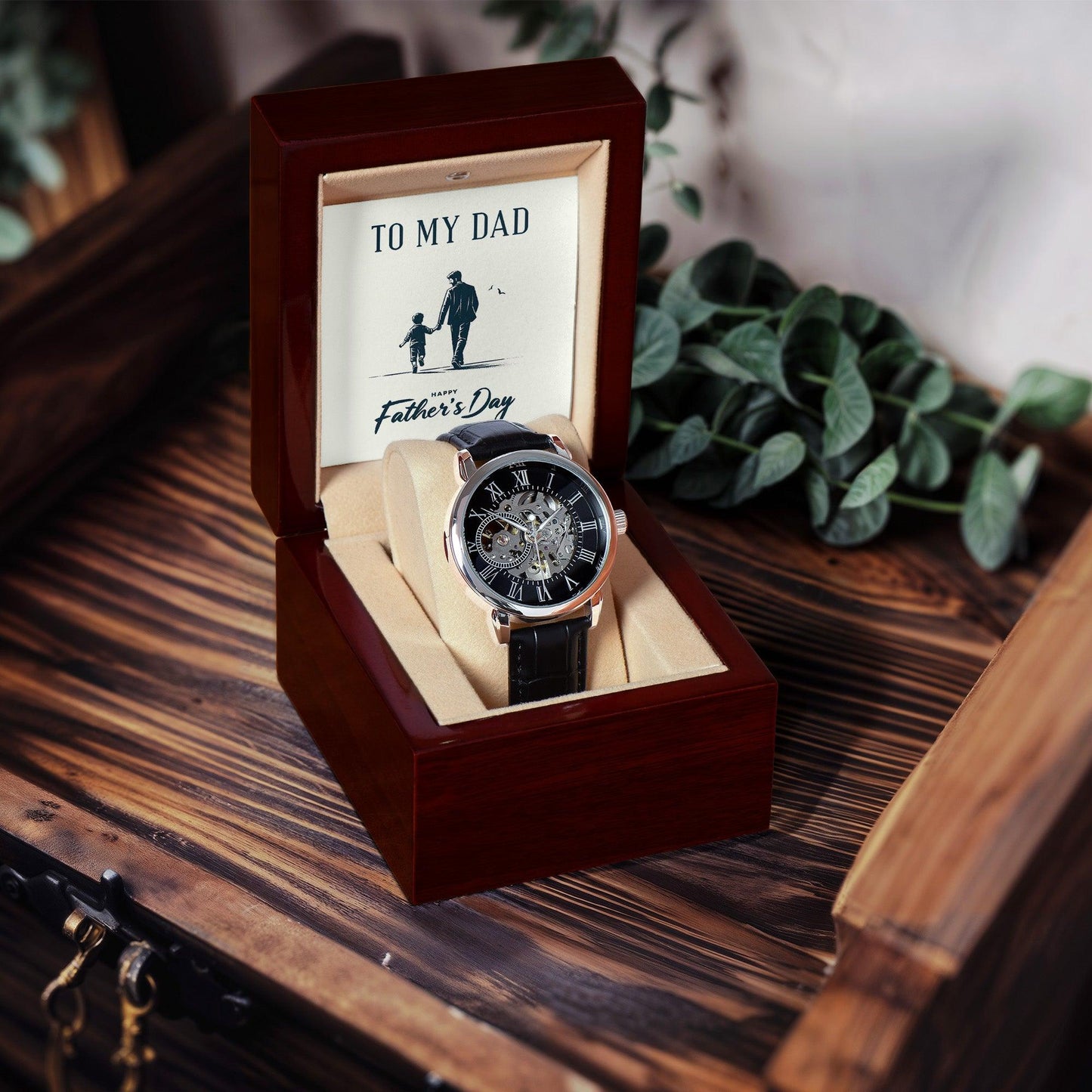 To My Dad Happy Father's Day Men's Openwork Watch with Gift Box