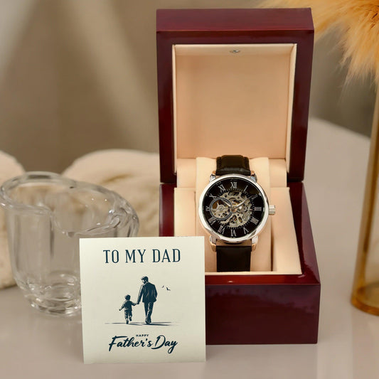 To My Dad Happy Father's Day Men's Openwork Watch with Gift Box