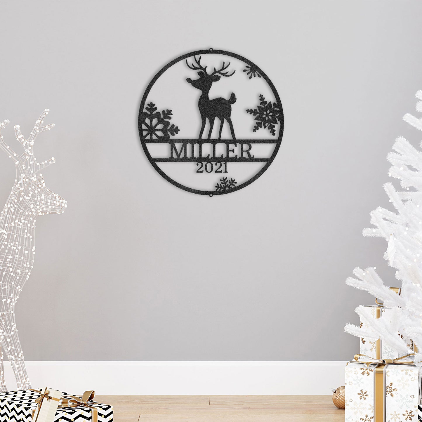 Rudolph the Reindeer Custom Name Metal Art Wall Sign Holiday Décor