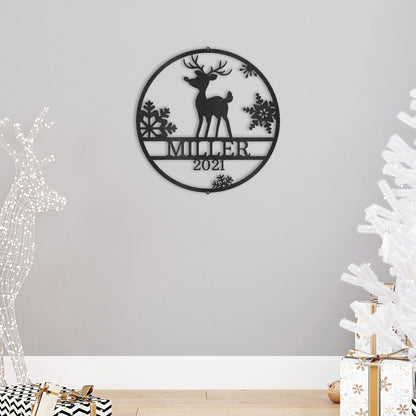 Rudolph the Reindeer Custom Name Metal Art Wall Sign Holiday Décor