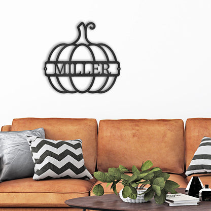 Big Pumpkin Monogram Personalized Indoor Outdoor Steel Wall Sign Art