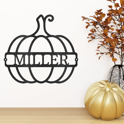 Big Pumpkin Monogram Personalized Indoor Outdoor Steel Wall Sign Art