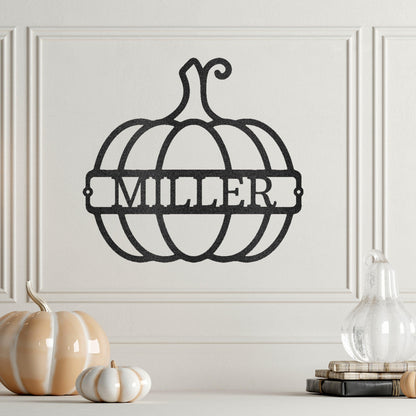 Big Pumpkin Monogram Personalized Indoor Outdoor Steel Wall Sign Art