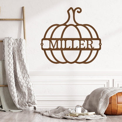 Big Pumpkin Monogram Personalized Indoor Outdoor Steel Wall Sign Art