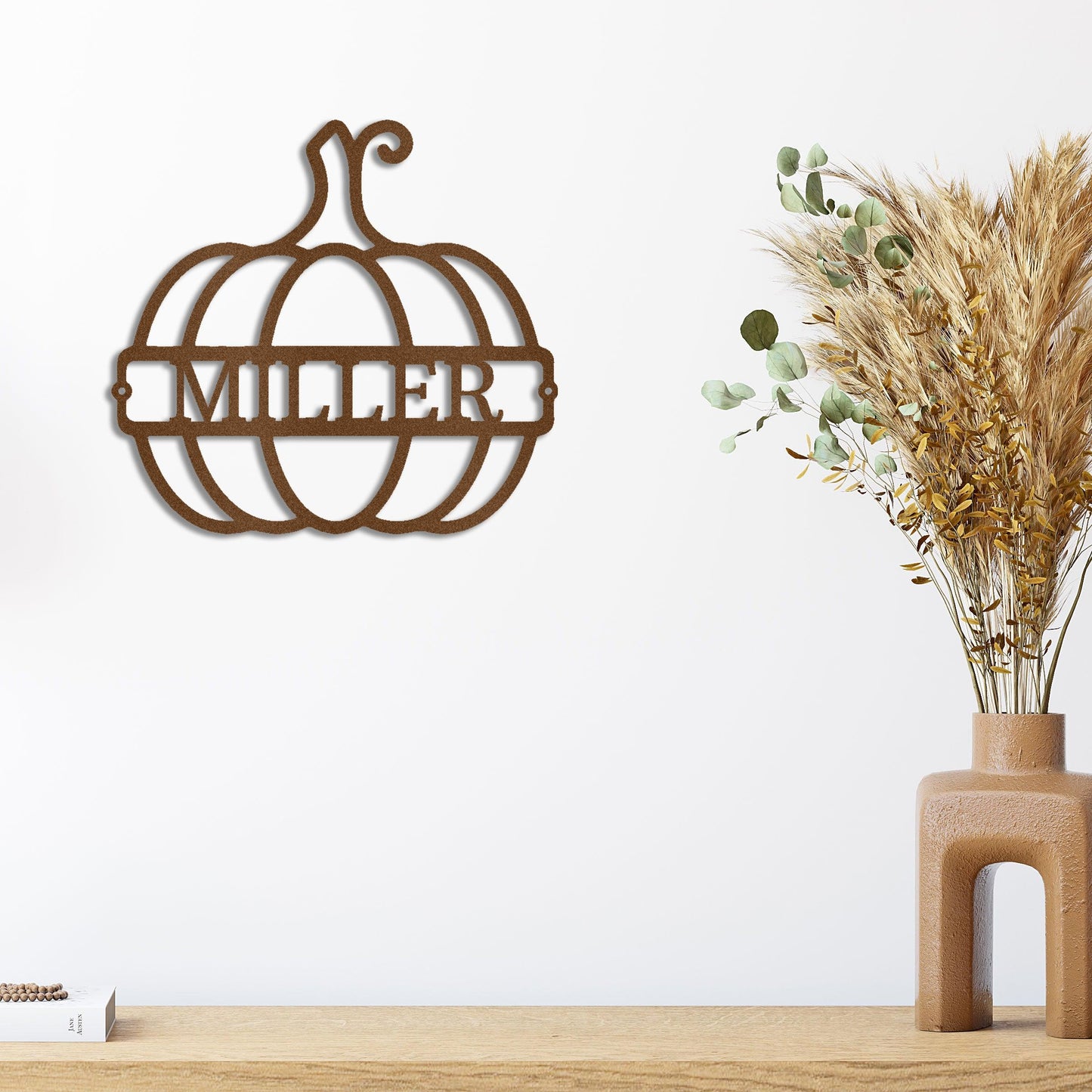 Big Pumpkin Monogram Personalized Indoor Outdoor Steel Wall Sign Art