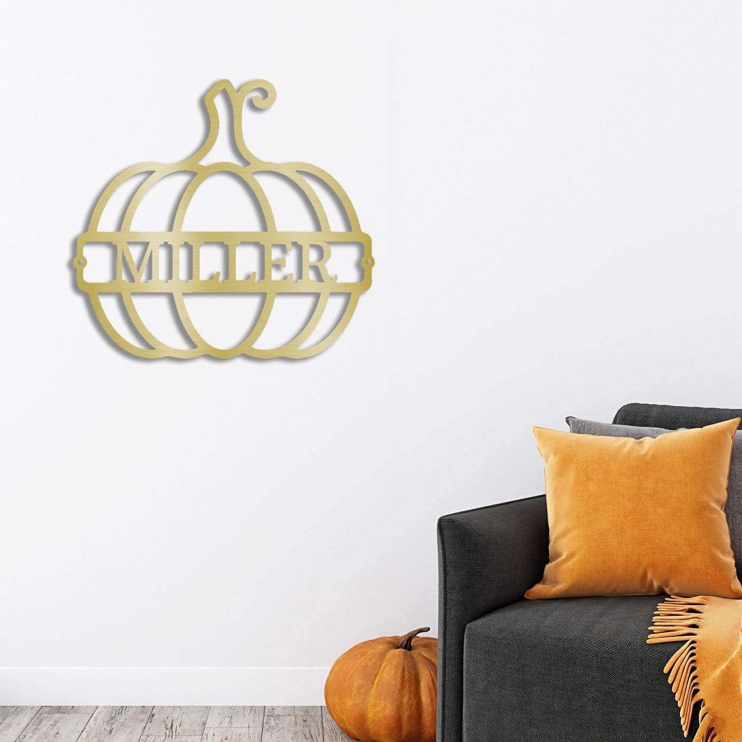 Big Pumpkin Monogram Personalized Indoor Outdoor Steel Wall Sign Art