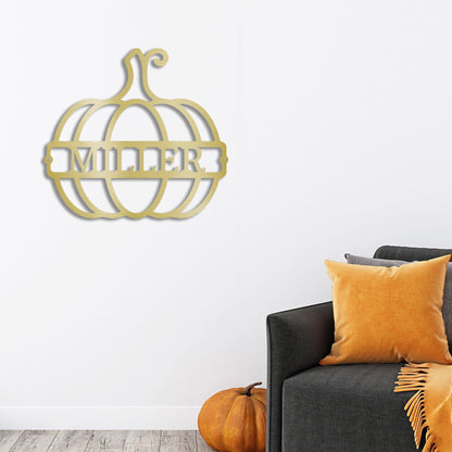 Big Pumpkin Monogram Personalized Indoor Outdoor Steel Wall Sign Art