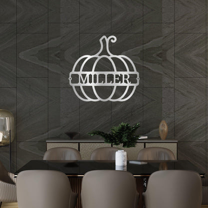 Big Pumpkin Monogram Personalized Indoor Outdoor Steel Wall Sign Art